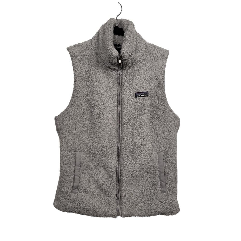 Patagonia Vest Womens M Gray Los Gatos Full-Zip Deep-Pile Fleece Stand Collar